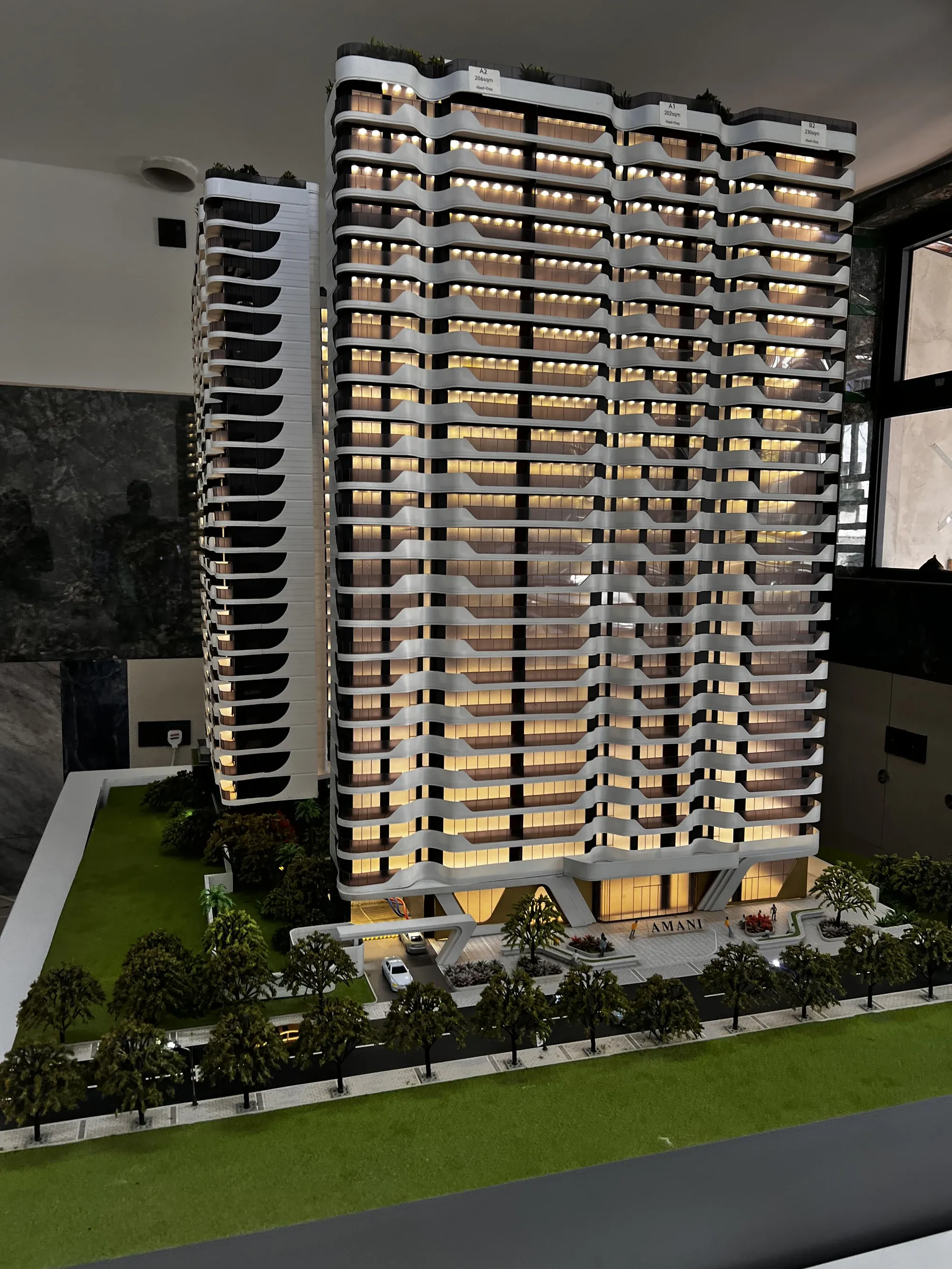 Amani Residence architectural model showing the planned Westlands building