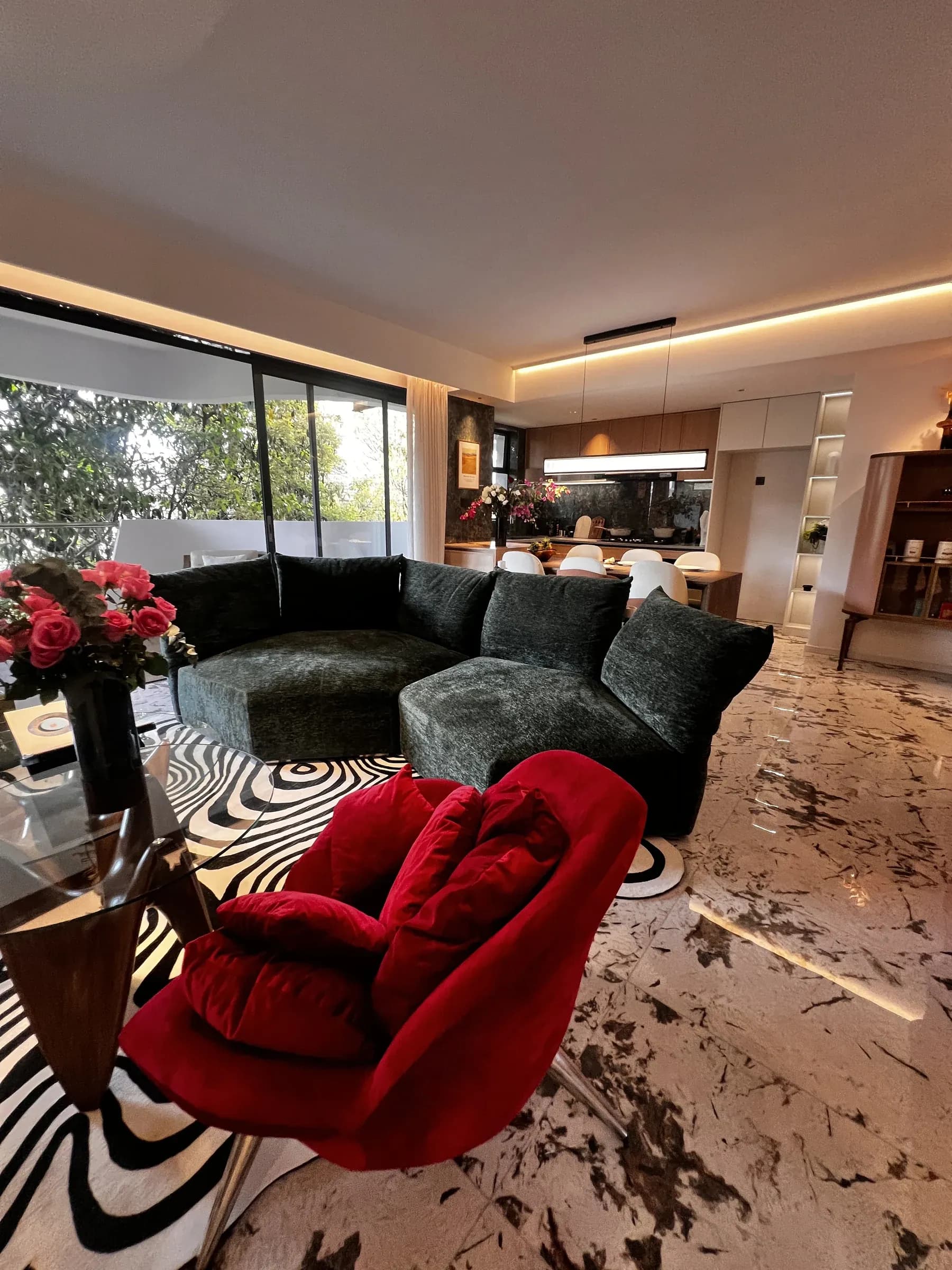 Amani Residence warm-lit show apartment lounge
