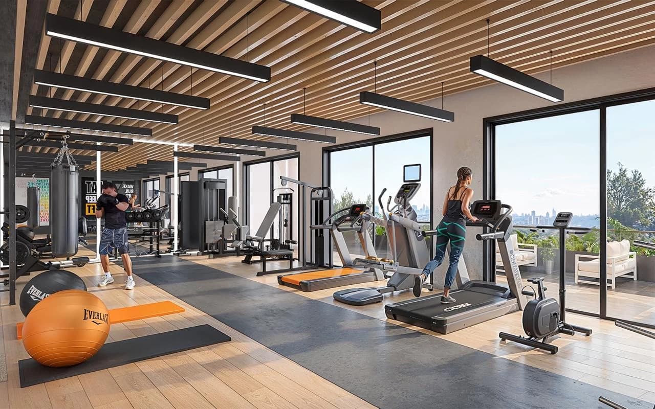 Rendered residents’ gym at Baystar