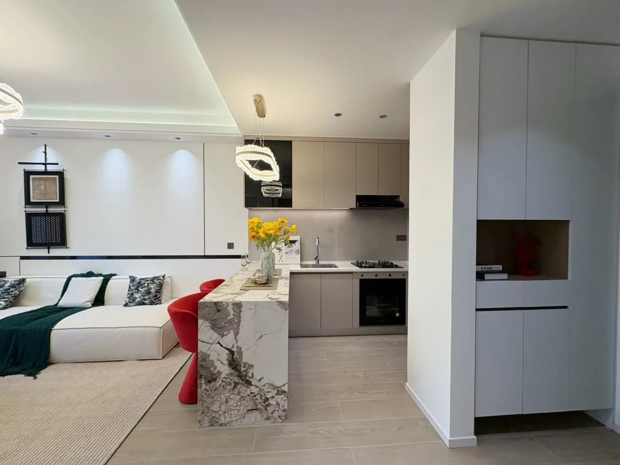 Rendered open-plan kitchen and dining area at Capital Heights