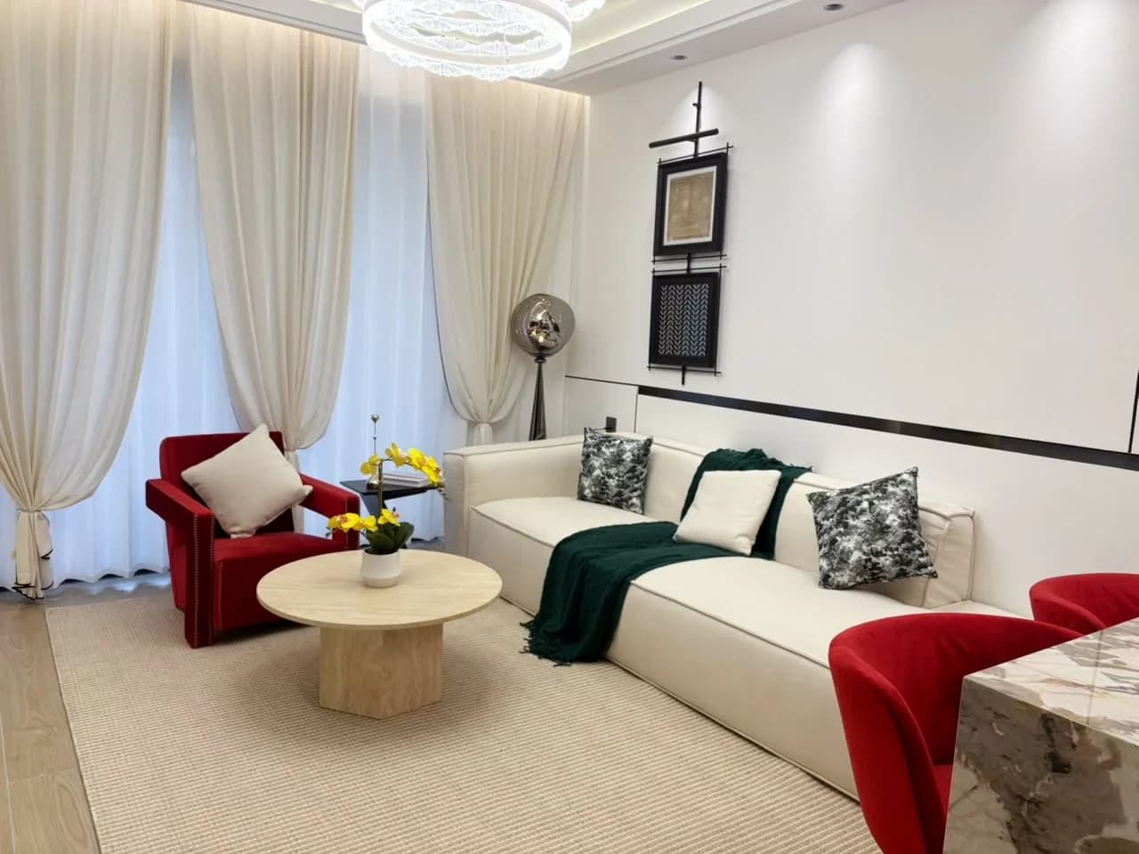 Rendered Capital Heights living room with lounge seating