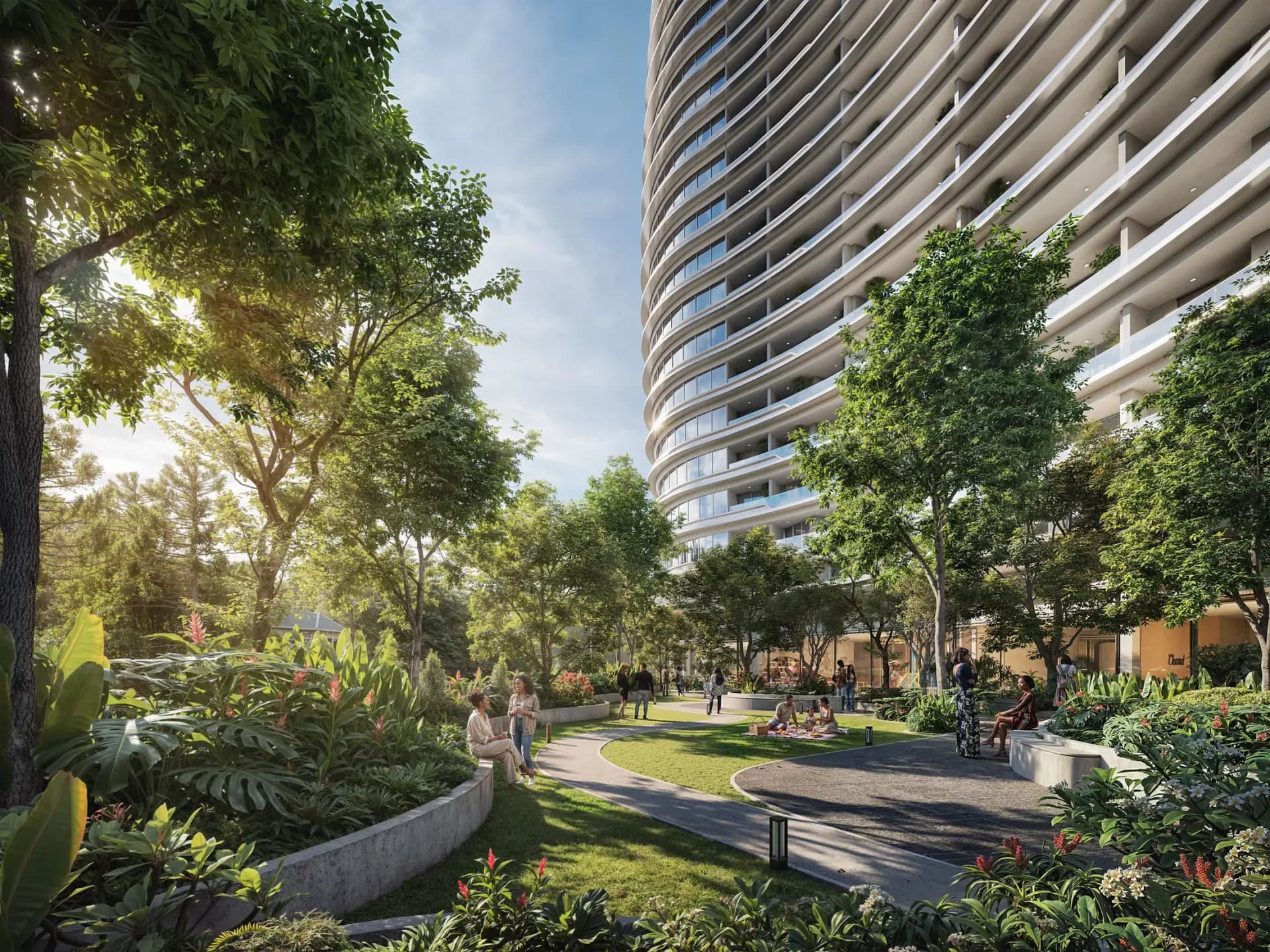 Cheval Riverside landscaped garden