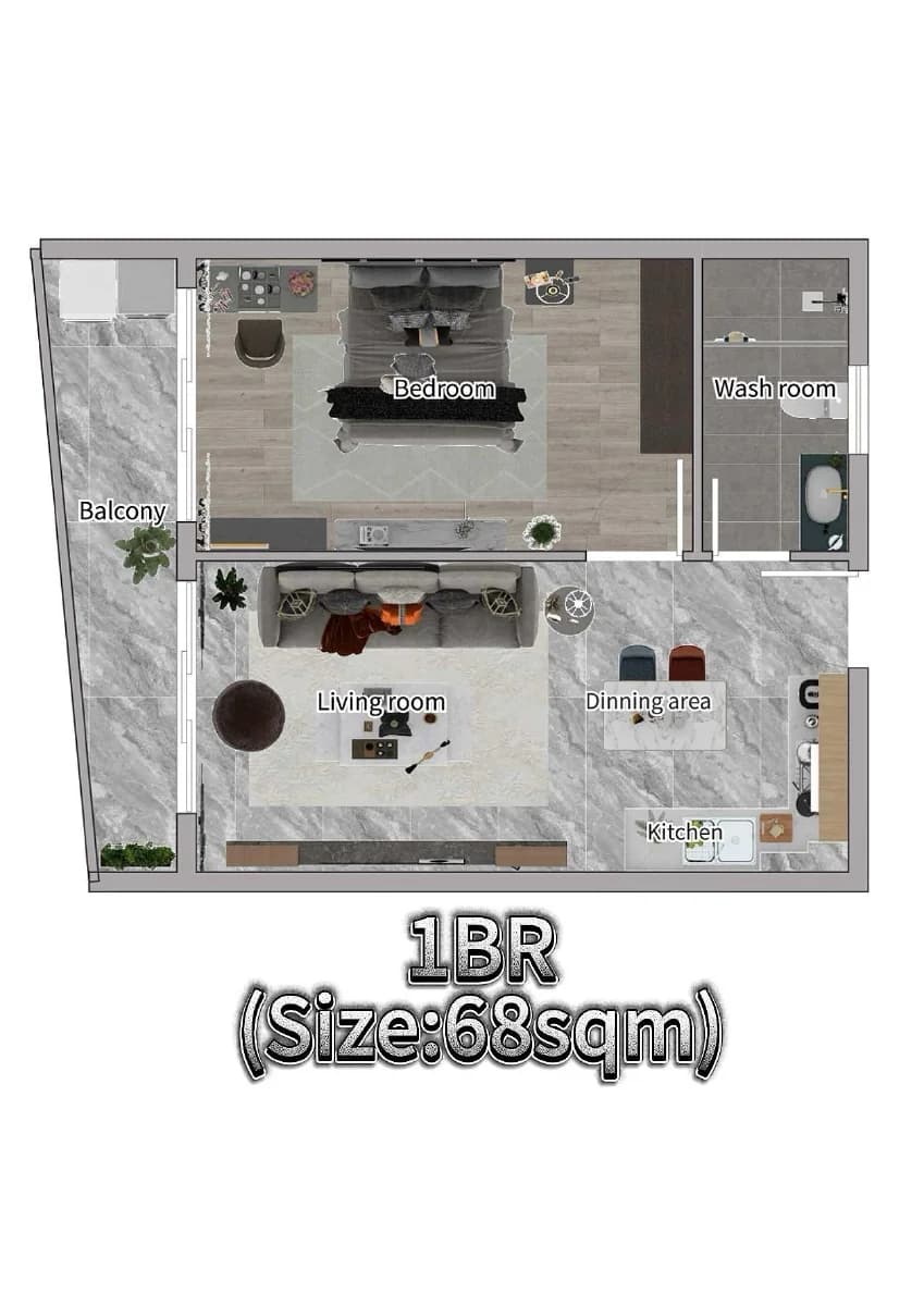 1 bedroom layout floor plan preview