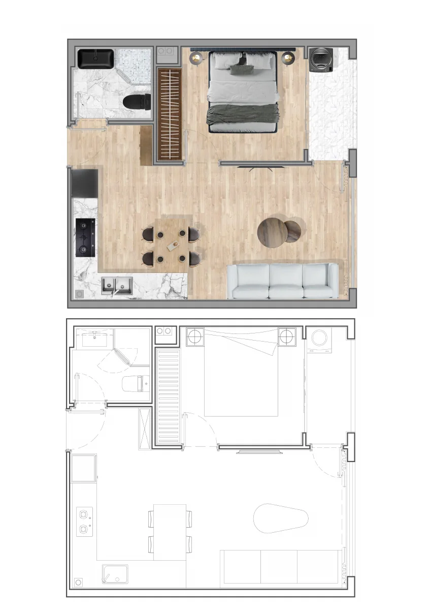 1 bedroom layout floor plan preview