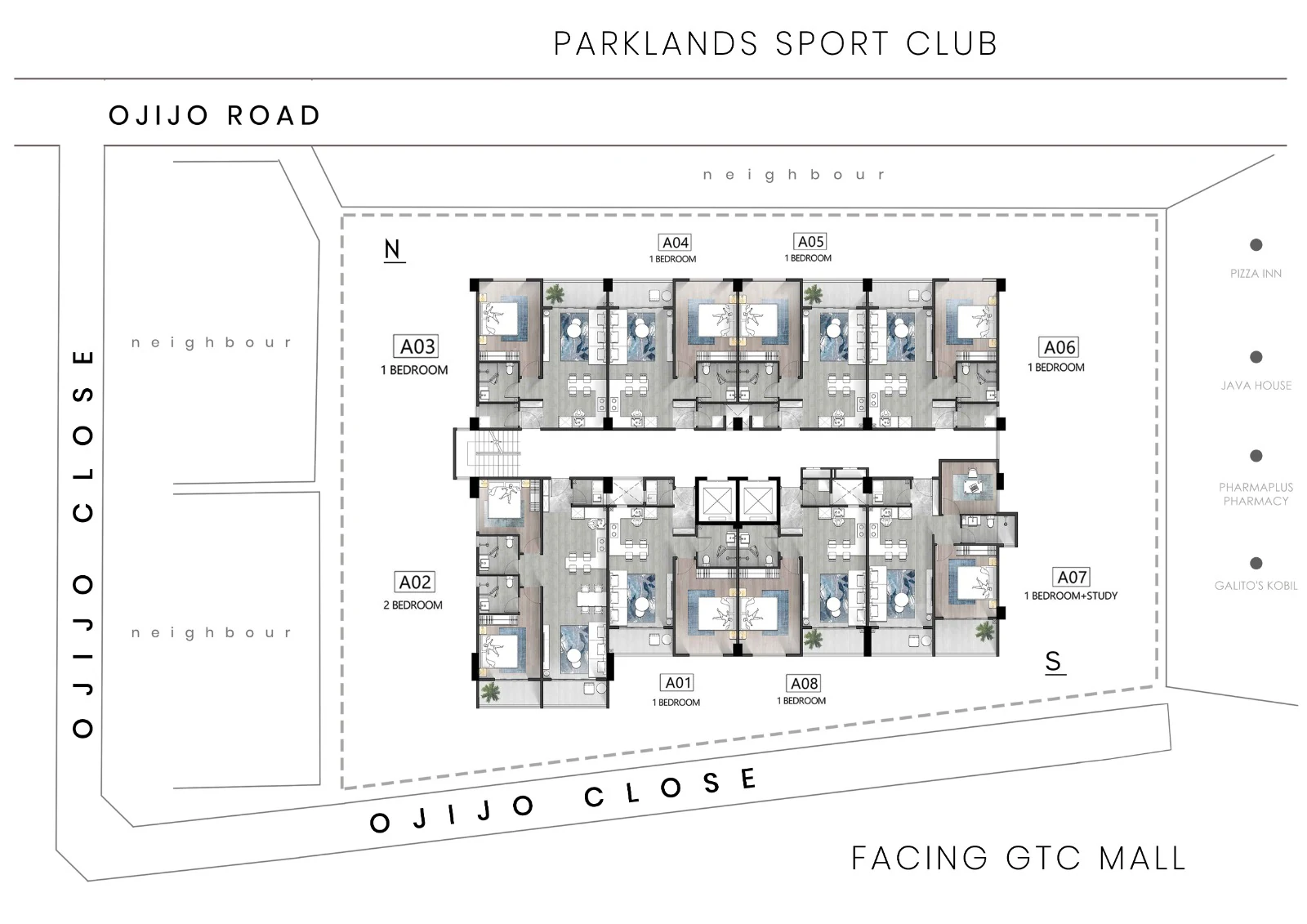 Apartment distribution diagram for the Lesto Residences building