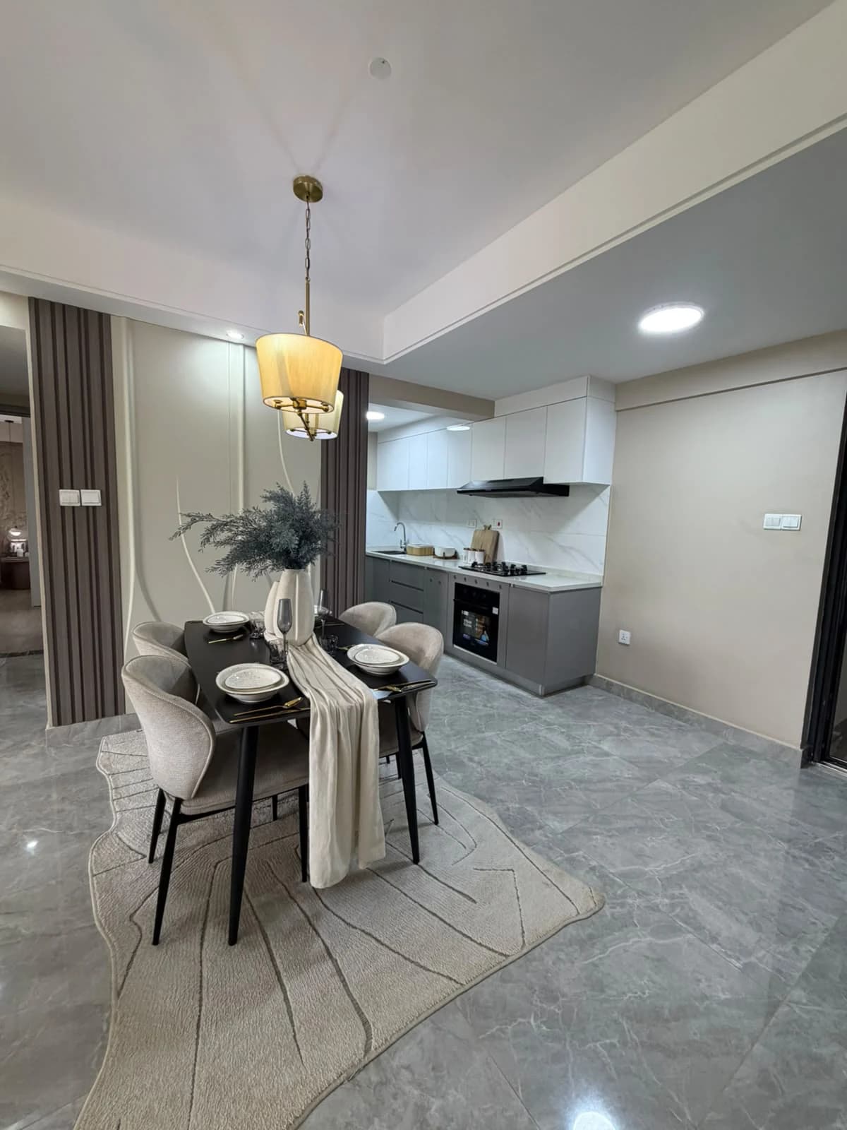 Dining area in a furnished Lovi Crescent apartment