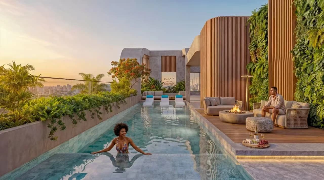 Rendered swimming pool at Riverside Times