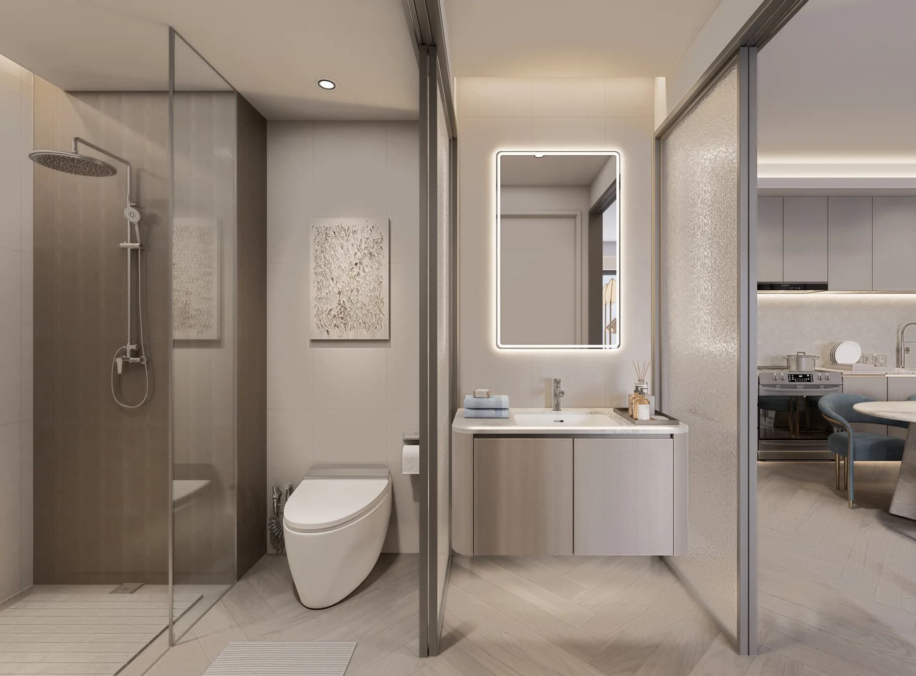 Rendered bathroom in a Santorini Residence