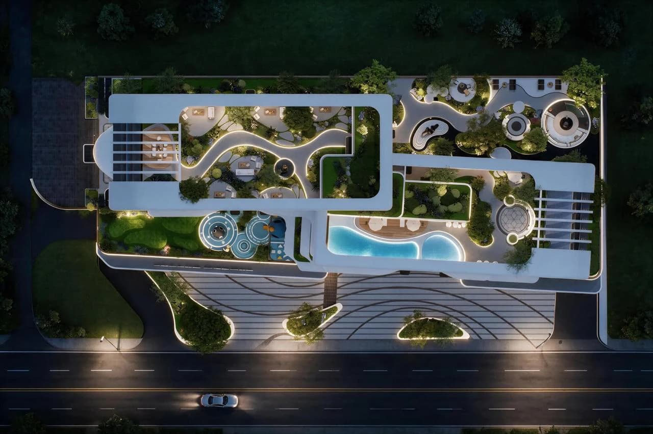 Illustrated overview of the Santorini Residences development layout