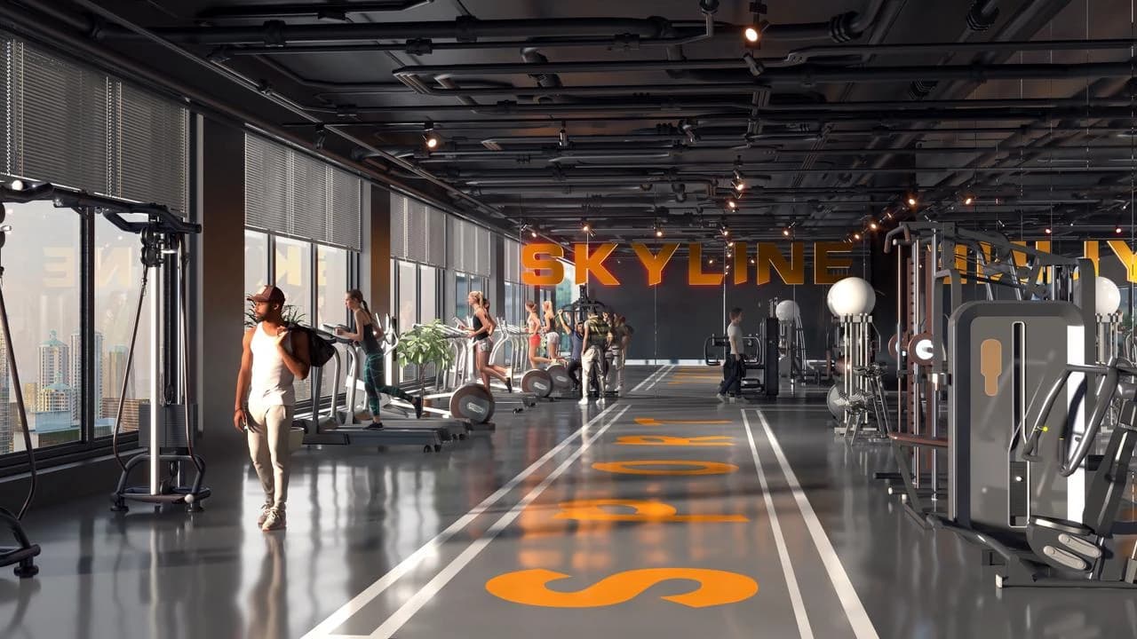 Skyline rooftop gym