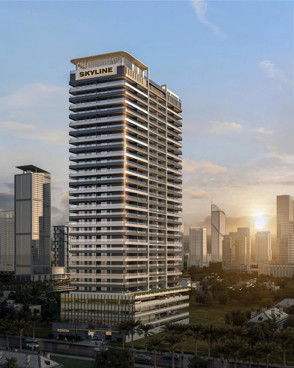 Skyline Westlands tower at sunset