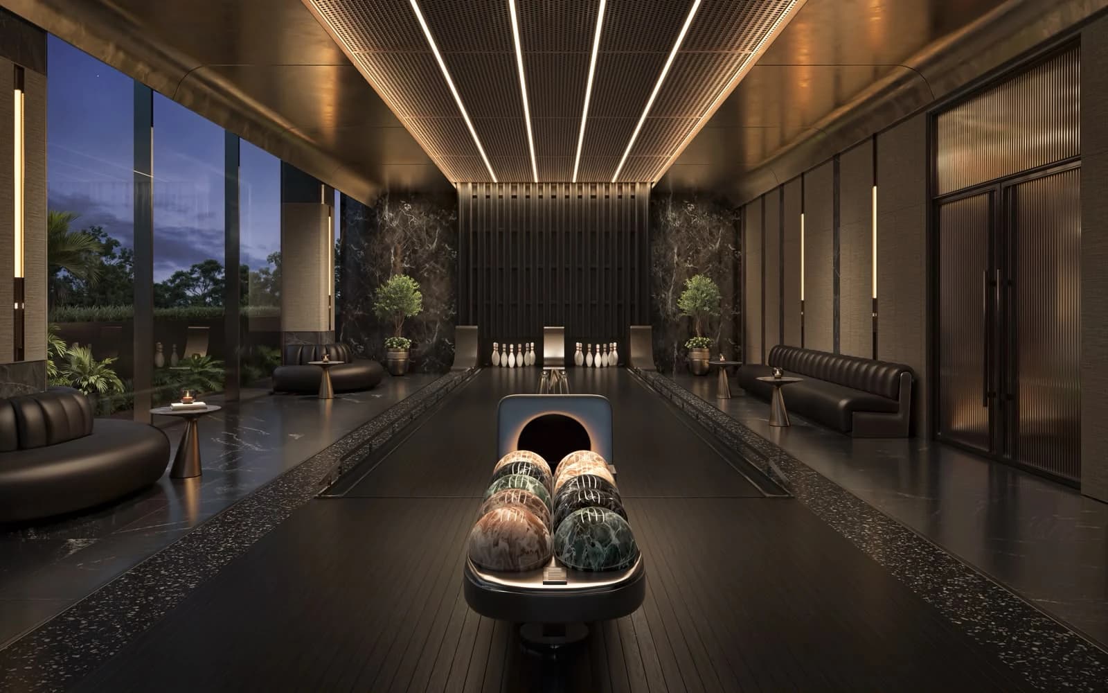 Rendered bowling and resident lounge space